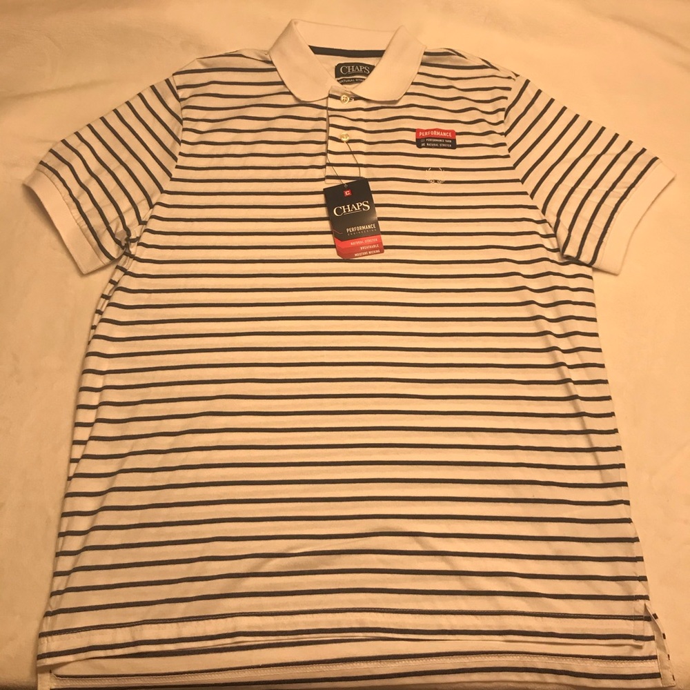 NWT Men’s CHAPS black stripped POLO
